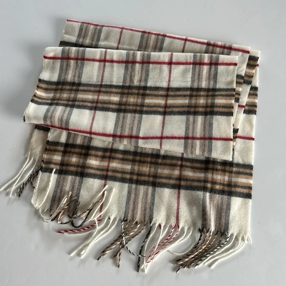 V. FRAAS cashmink super soft acrylic plaid scarf made Germany 🇩🇪 15.5 x 65in